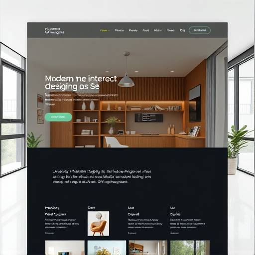 Screenshot van een moderne website voor een interieurontwerper, met een minimalistische lay-out en hoogwaardige foto's.